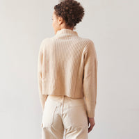 7115 Yak Ribbed Mock-Neck, Cream