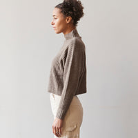7115 Yak Ribbed Mock-Neck, Taupe