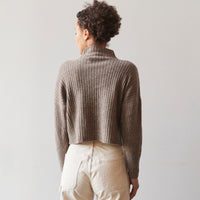 7115 Yak Ribbed Mock-Neck, Taupe