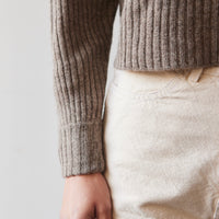 7115 Yak Ribbed Mock-Neck, Taupe