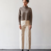 7115 Yak Ribbed Mock-Neck, Taupe