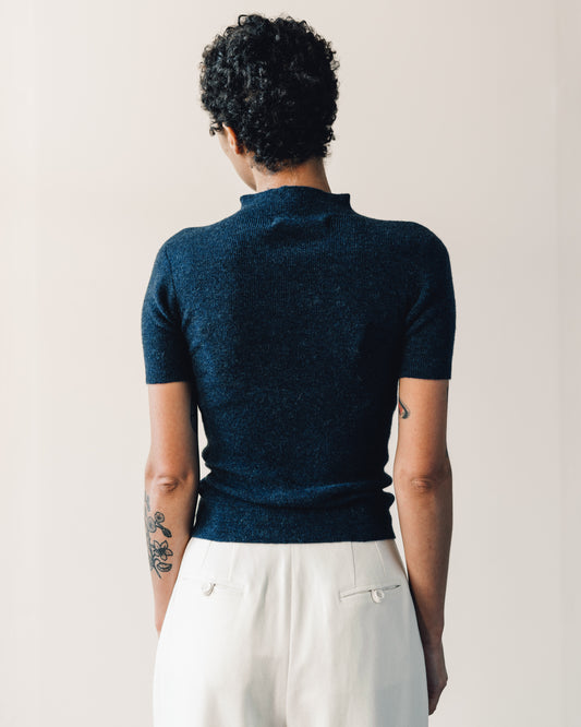 7115 Mockneck Fitted Tee, Indigo