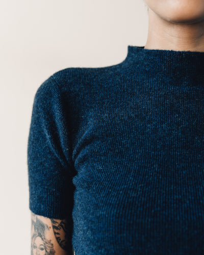 7115 Mockneck Fitted Tee, Indigo