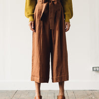7115 Pleated Linen Trouser, Rust