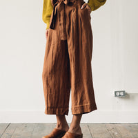 7115 Pleated Linen Trouser, Rust