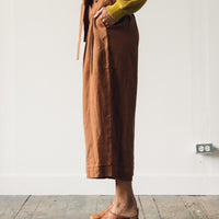 7115 Pleated Linen Trouser, Rust