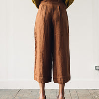 7115 Pleated Linen Trouser, Rust