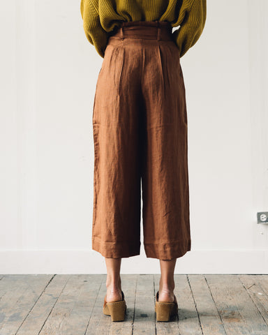 7115 Pleated Linen Trouser, Rust