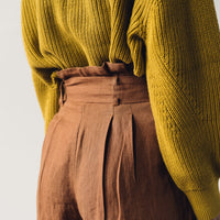 7115 Pleated Linen Trouser, Rust