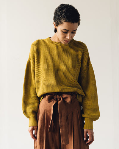7115 Poet Sleeves Sweater, Chartreuse