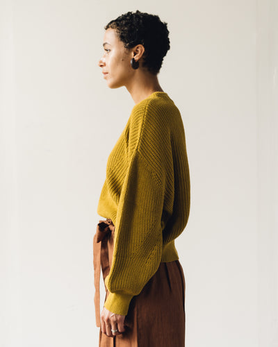 7115 Poet Sleeves Sweater, Chartreuse