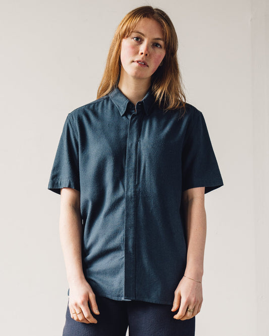 7115 Unisex Short Sleeve Side Pocket Shirt, Navy