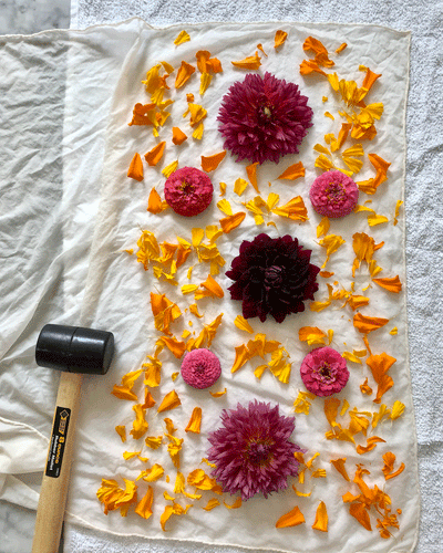 Natural Dyeing Workshop with Maggie Pate, Flower Pounding