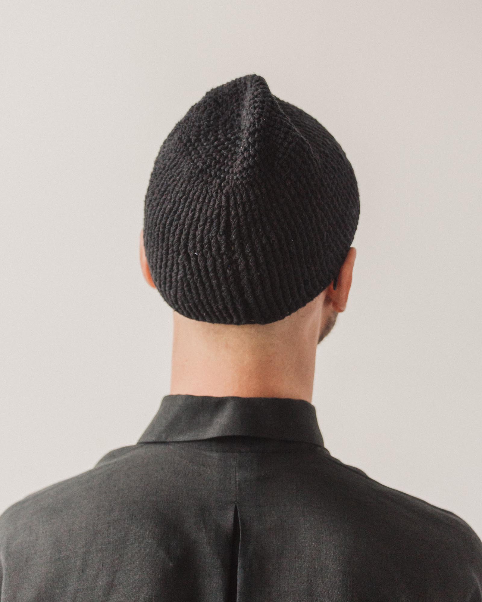 Jan-Jan Van Essche Beanie #3, Black Linen Hat – Glasswing