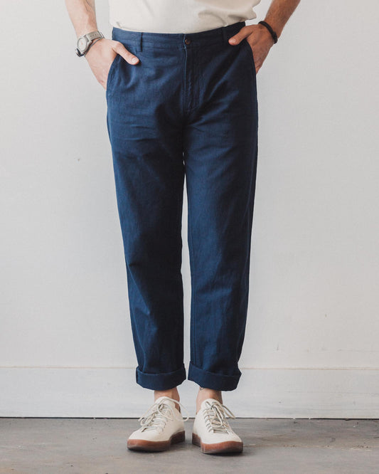 Universal Works Linen Aston Pant, Navy