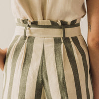 7115 Pleated Trouser, Light Stripe