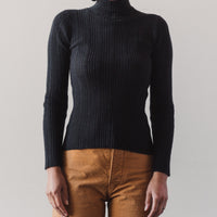 Micaela Greg Rib Turtleneck, Melange Black