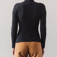 Micaela Greg Rib Turtleneck, Melange Black