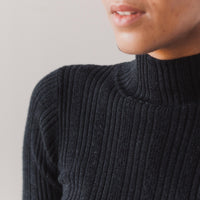 Micaela Greg Rib Turtleneck, Melange Black