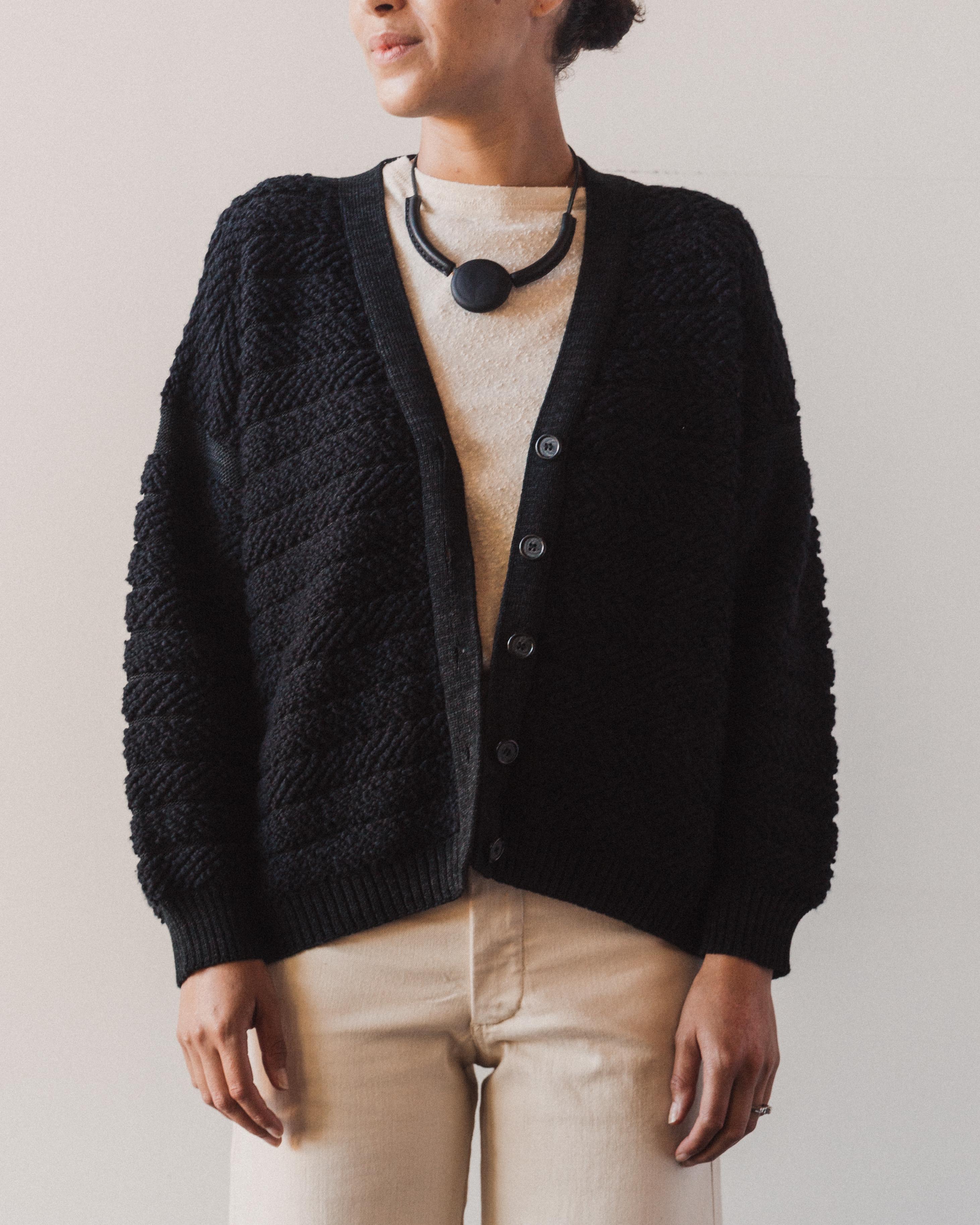 Micaela Greg Loop Cardigan, Melange Black | Glasswing