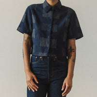 7115 Cropped Button-Down, Navy Square