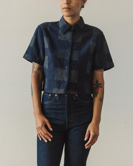 7115 Cropped Button-Down, Navy Square