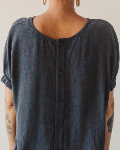 7115 Shirred Cuff Top, Navy