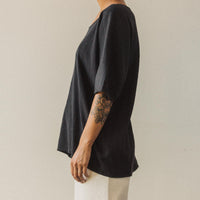 Black Crane Loose Tee, Black