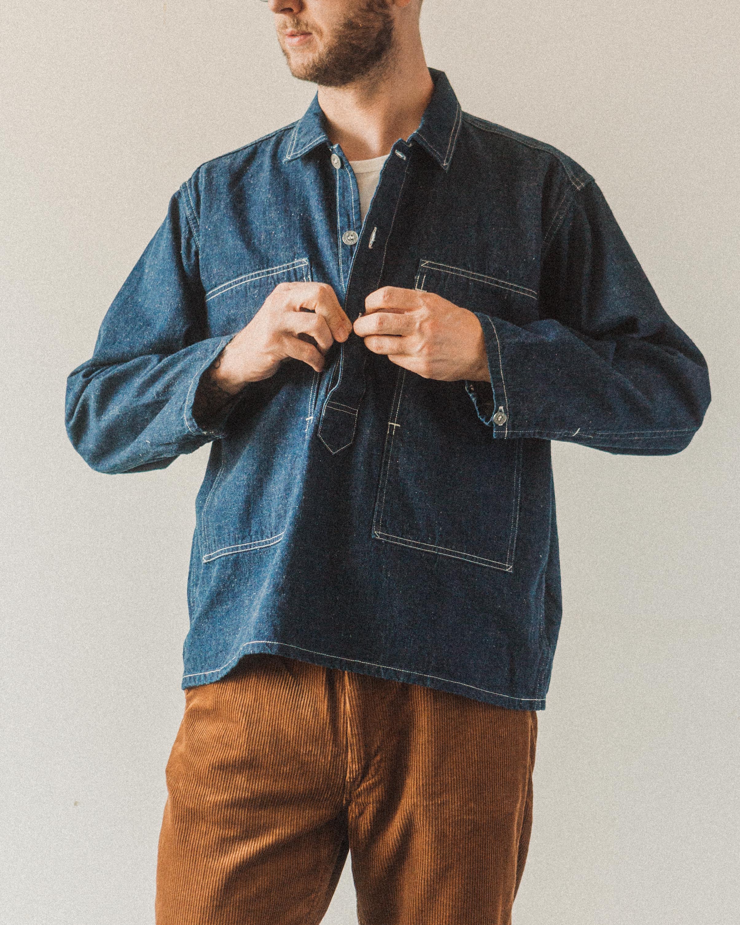 orSlow PW Pullover Shirt, One Wash – Glasswing