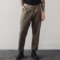 Evan Kinori Single Pleat Pant, Olive