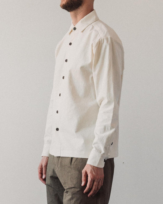 Evan Kinori Flat Hem Shirt, Natural