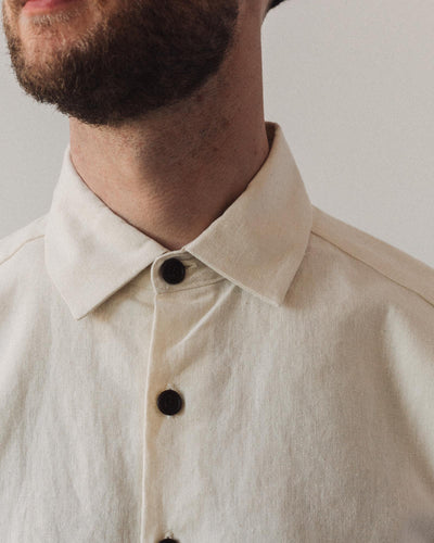 Evan Kinori Flat Hem Shirt, Natural