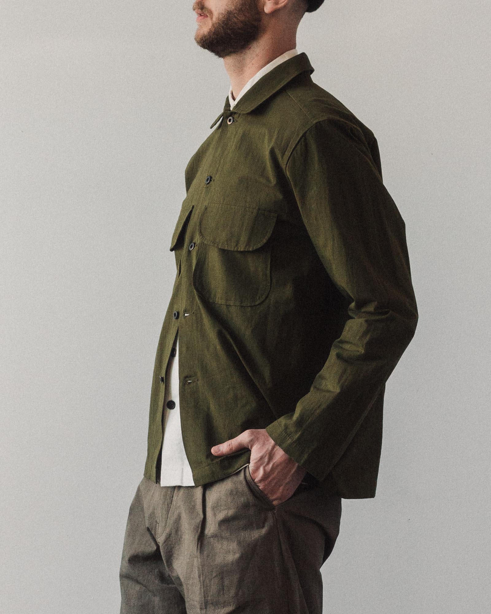 Evan Kinori Field Shirt, Olive – Glasswing