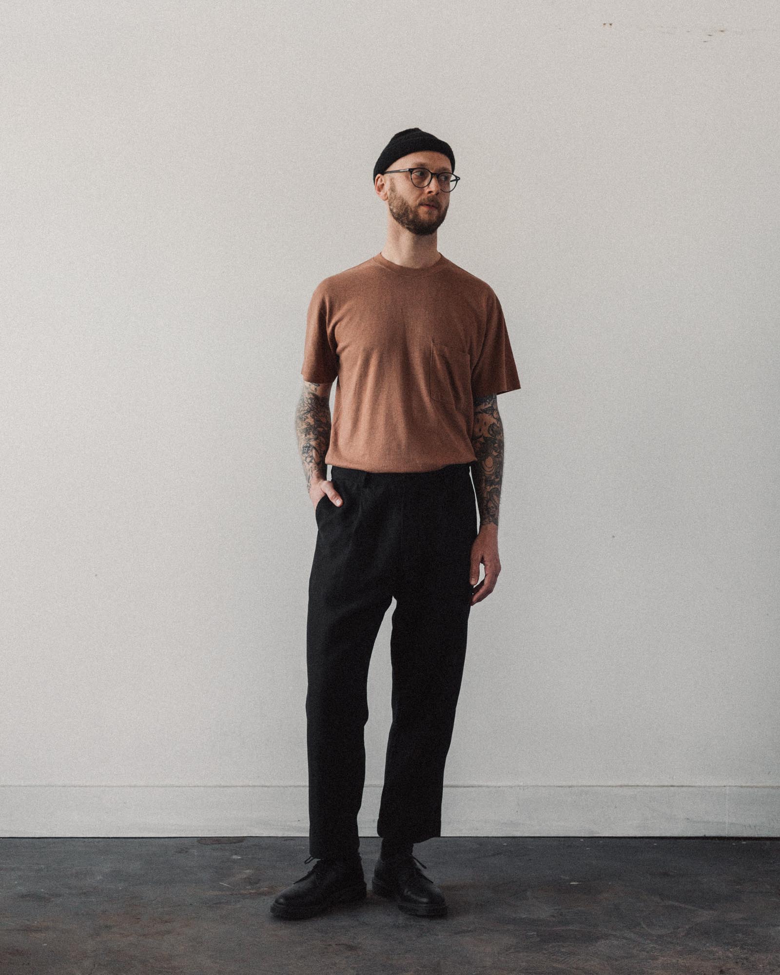 evan kinori 黒 pant 32 single pleat wool Evan Kinori Single Pleat Pant, Black Linen/Wool Twill