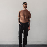 Evan Kinori Single Pleat Pant, Black Linen/Wool Twill