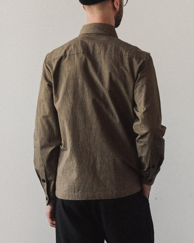 Evan Kinori Flat Hem Shirt, Olive