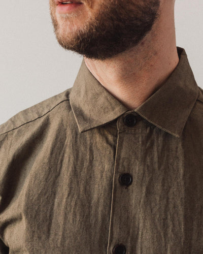 Evan Kinori Flat Hem Shirt, Olive