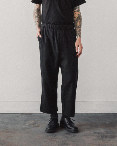 Evan Kinori Linen/Wool Twill Elastic Pant, Black