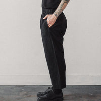 Evan Kinori Linen/Wool Twill Elastic Pant, Black