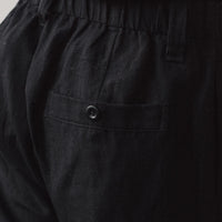 Evan Kinori Linen/Wool Twill Elastic Pant, Black