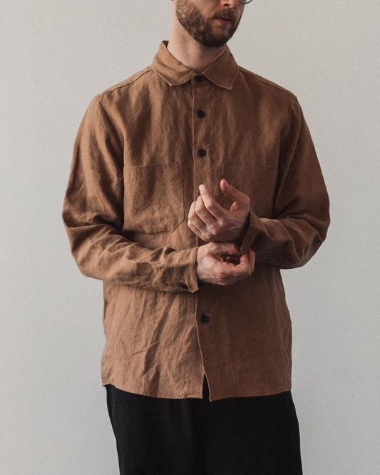 Evan Kinori Two Pocket Shirt, Ochre