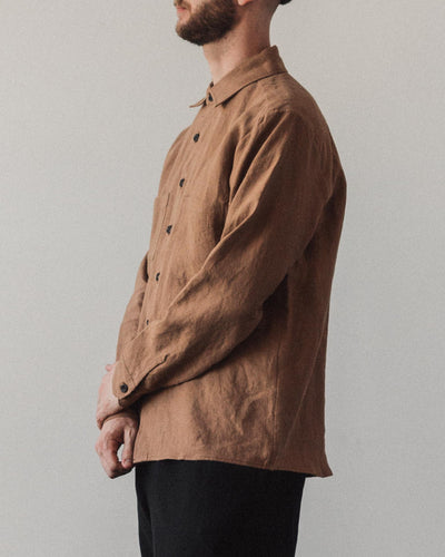 Evan Kinori Two Pocket Shirt, Ochre