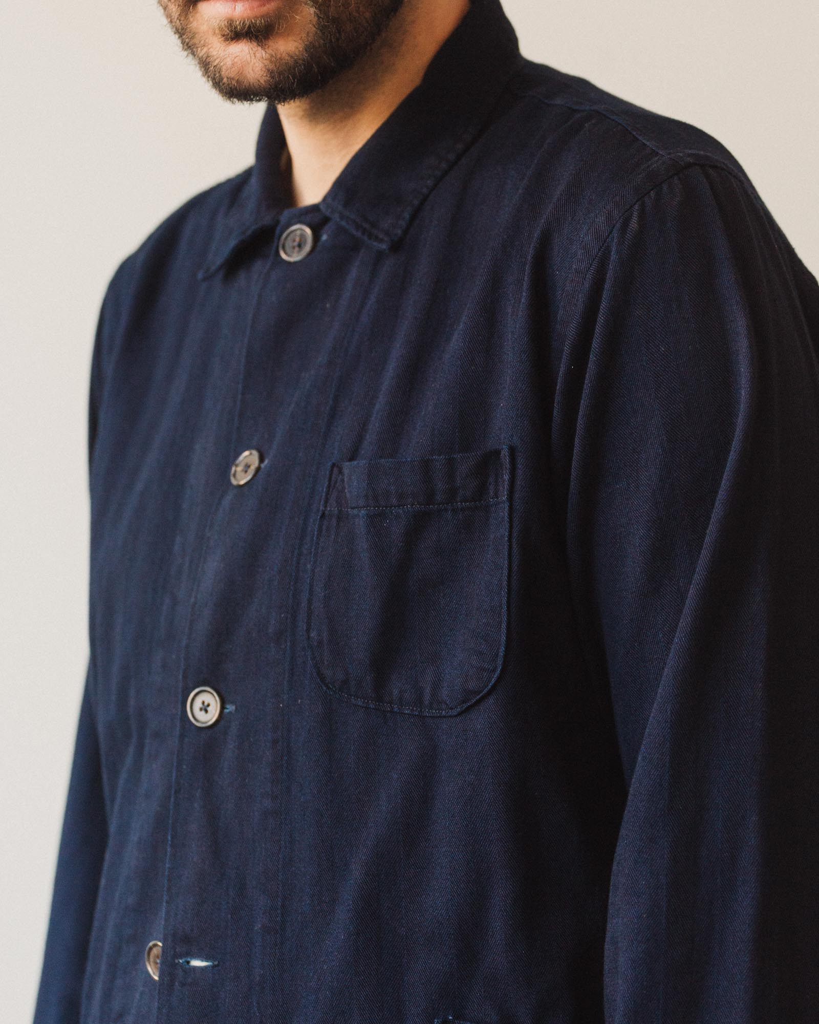 Universal Works Bakers Overshirt, Indigo – Glasswing