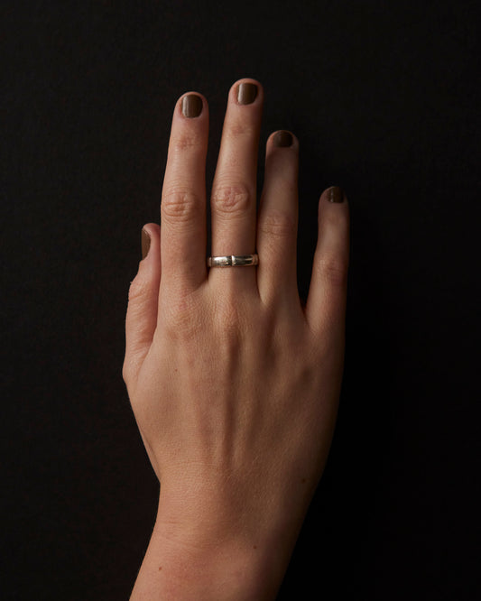 Another Feather Brick Ring, Silver