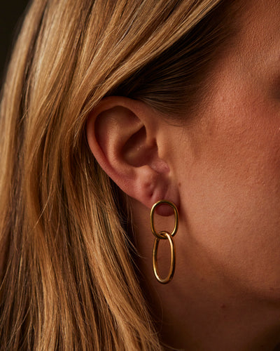 Another Feather Chain Earrings, Bronze