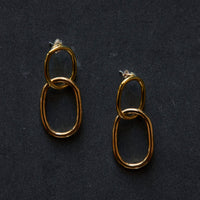 Another Feather Chain Earrings, Bronze