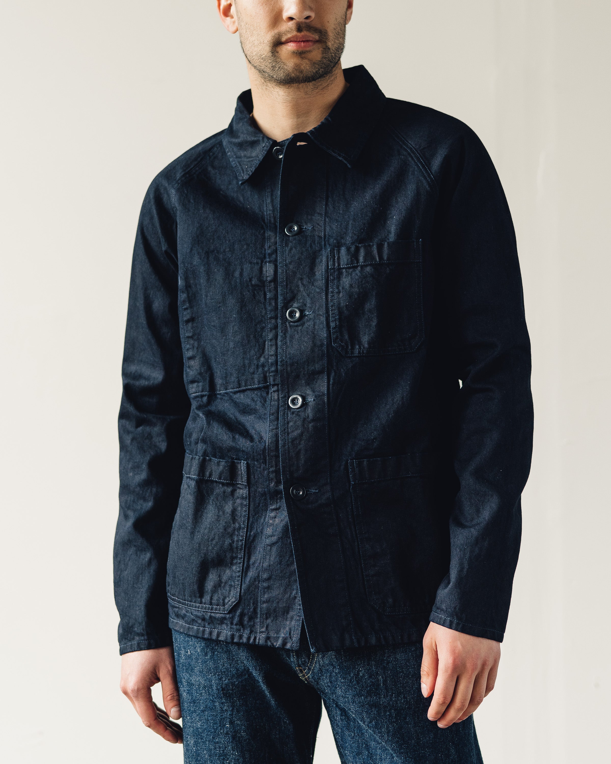 Arpenteur Raglan Denim Jacket Black Indigo Glasswing