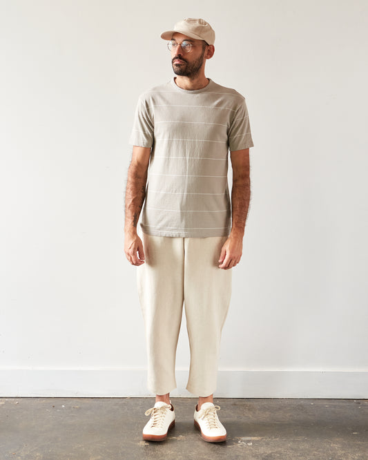 Arpenteur Fine Stripe Match Tee, White/Stone