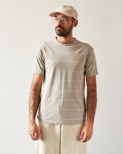Arpenteur Fine Stripe Match Tee, White/Stone