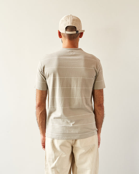 Arpenteur Fine Stripe Match Tee, White/Stone